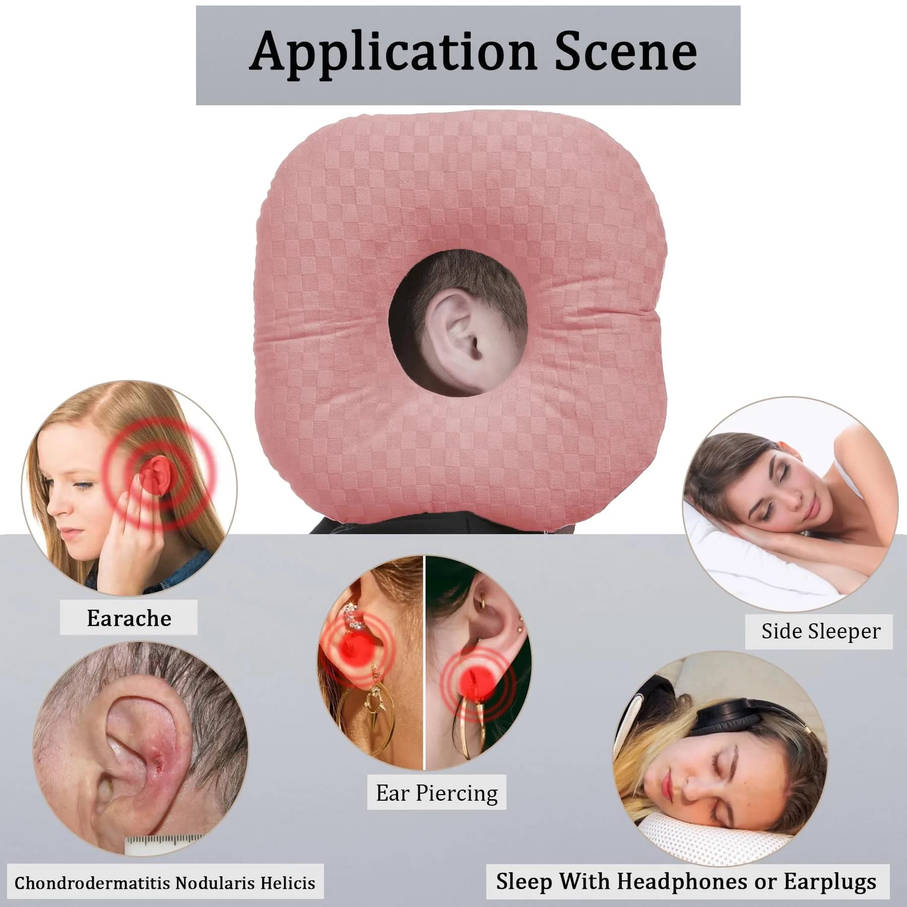Wuronsa Ear Piercing Pillow with Hole | 22.86cm (9") Square - view 2