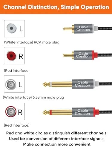 CableCreation RCA to 1/4 Cable 6FT | Dual 1/4 inch TS to RCA Audio Cord for Audio Devices thumbnail 4