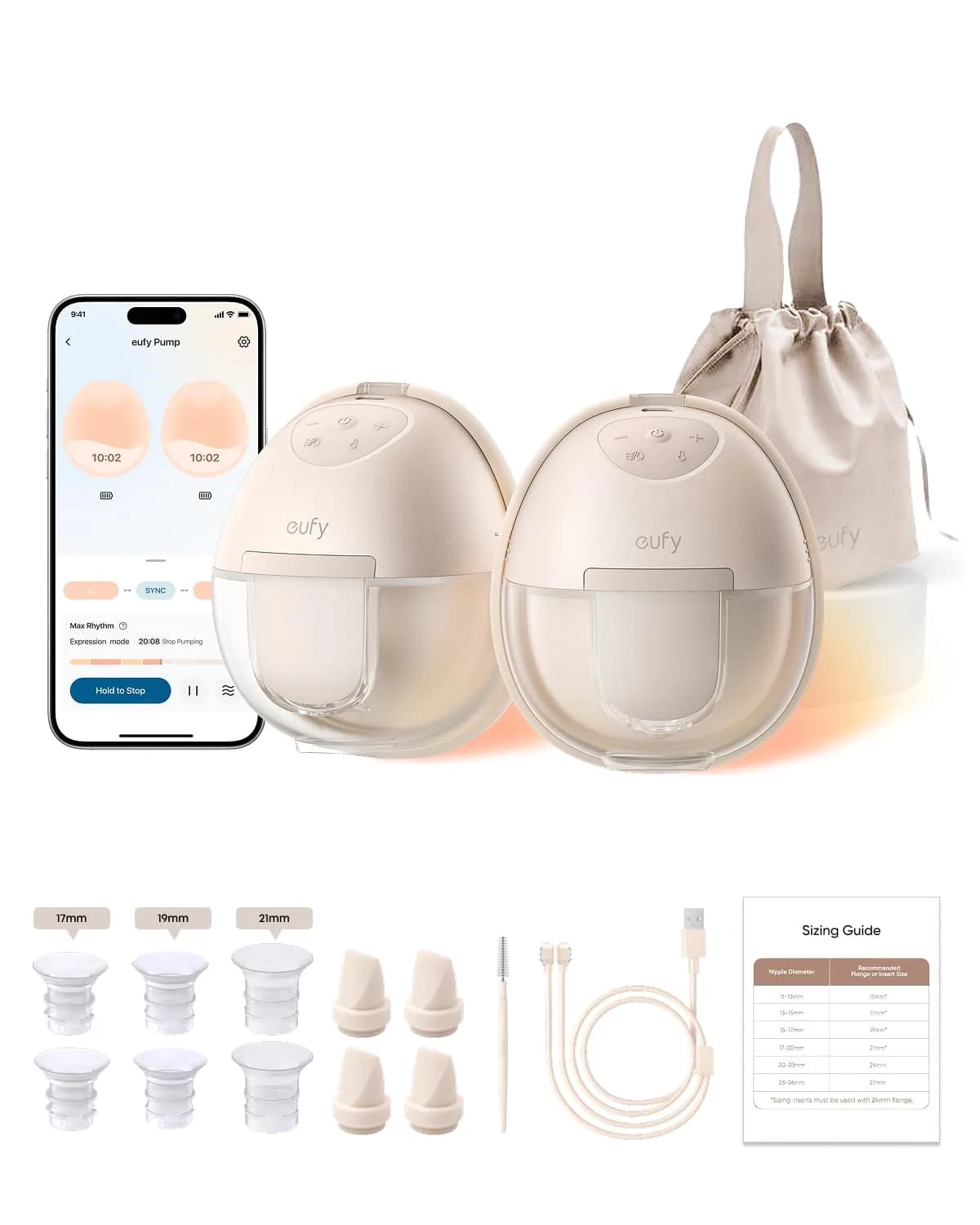 eufy Security Heated Wearable Breast Pump S1 with HeatFlow Tech, App-Controlled, 300 mmHg Suction, 46 dB Quiet - main product image