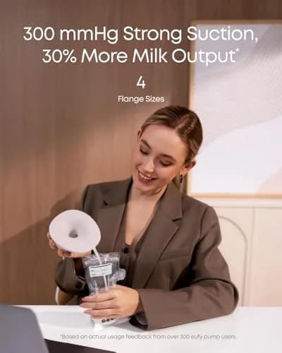 eufy Security Heated Wearable Breast Pump S1 with HeatFlow Technology | 300 mmHg Suction, 46 dB Quiet, BPA-Free thumbnail 5