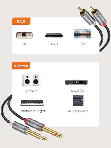 CableCreation Dual 1/4 inch TS to Dual RCA Stereo Audio Interconnect Cable 3FT | Broad Compatibility, Pure Sound, 24-Month Warranty thumbnail 5