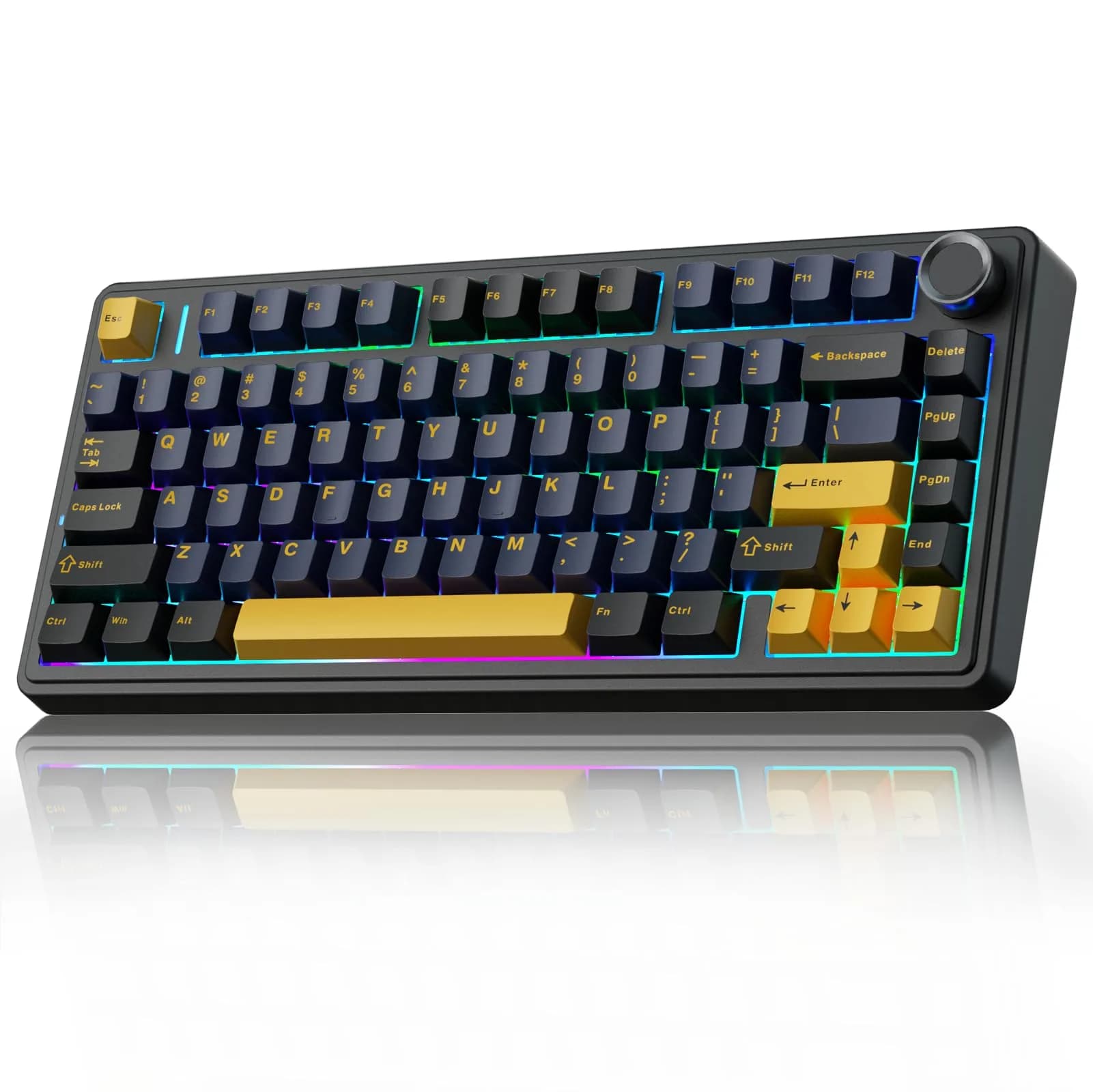 AULA F75 75% Wireless Mechanical Keyboard Hot Swappable Creamy Keyboard Cool Black | RGB Backlit Gaming Keyboard with 4000mAh Battery — Cool Black