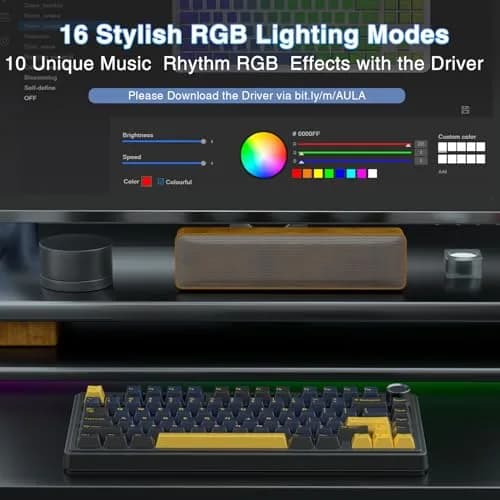 AULA F75 75% Wireless Mechanical Keyboard Hot Swappable Creamy Keyboard Cool Black | RGB Backlit Gaming Keyboard with 4000mAh Battery thumbnail 5