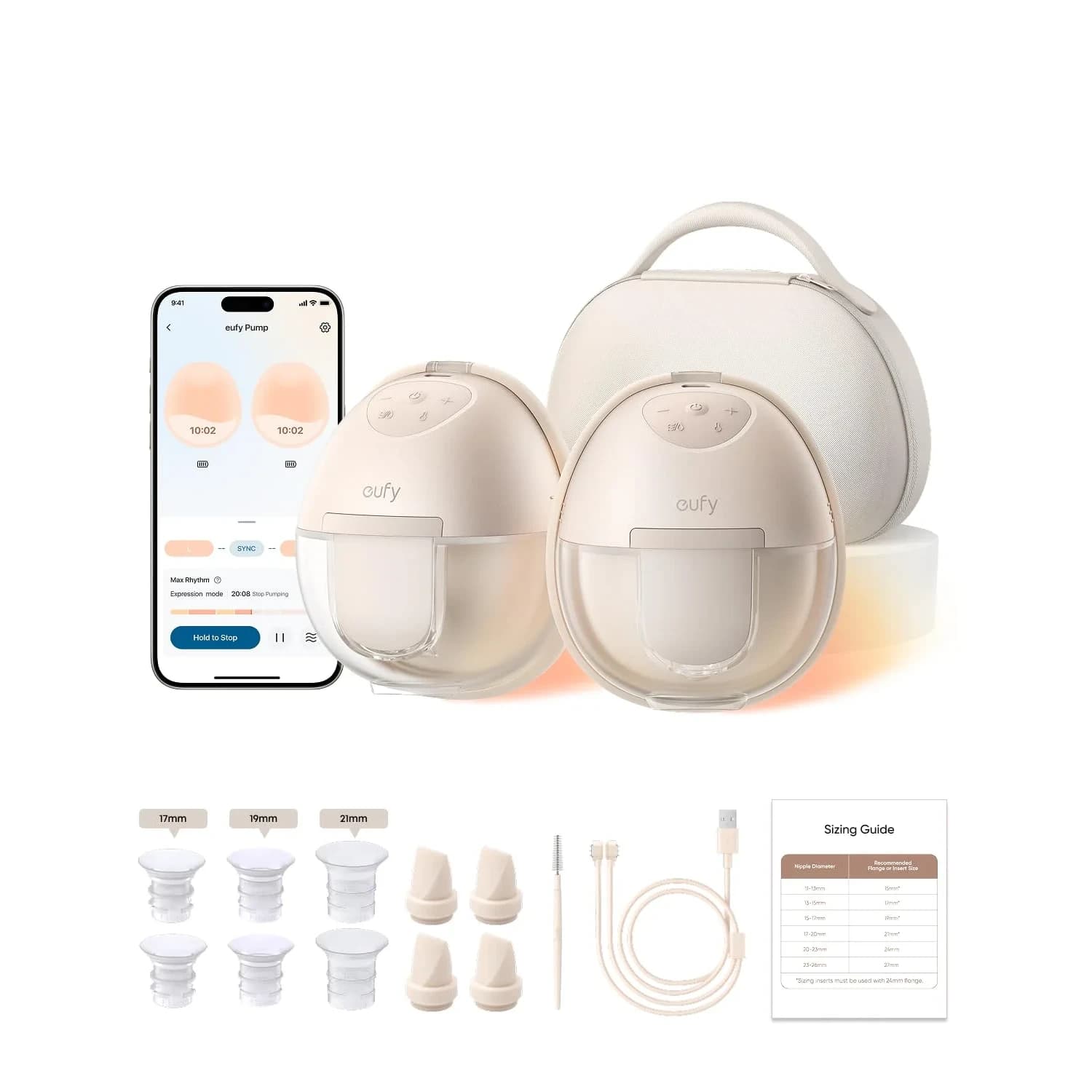eufy Security Heated Wearable Breast Pump S1 with HeatFlow Technology | 300 mmHg Suction, 46 dB Quiet, BPA-Free — Heated S1 Pro