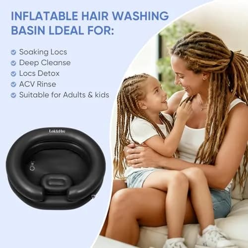 LOKFEHRE Inflatable Shampoo Basin Black | 71cm x 66cm (28" x 26") Ergonomic Neck Support Hair Washing Bowl thumbnail 6