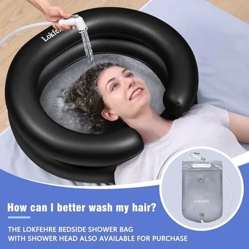 LOKFEHRE Inflatable Shampoo Basin Black | 71cm x 66cm (28" x 26") Ergonomic Neck Support Hair Washing Bowl thumbnail 8