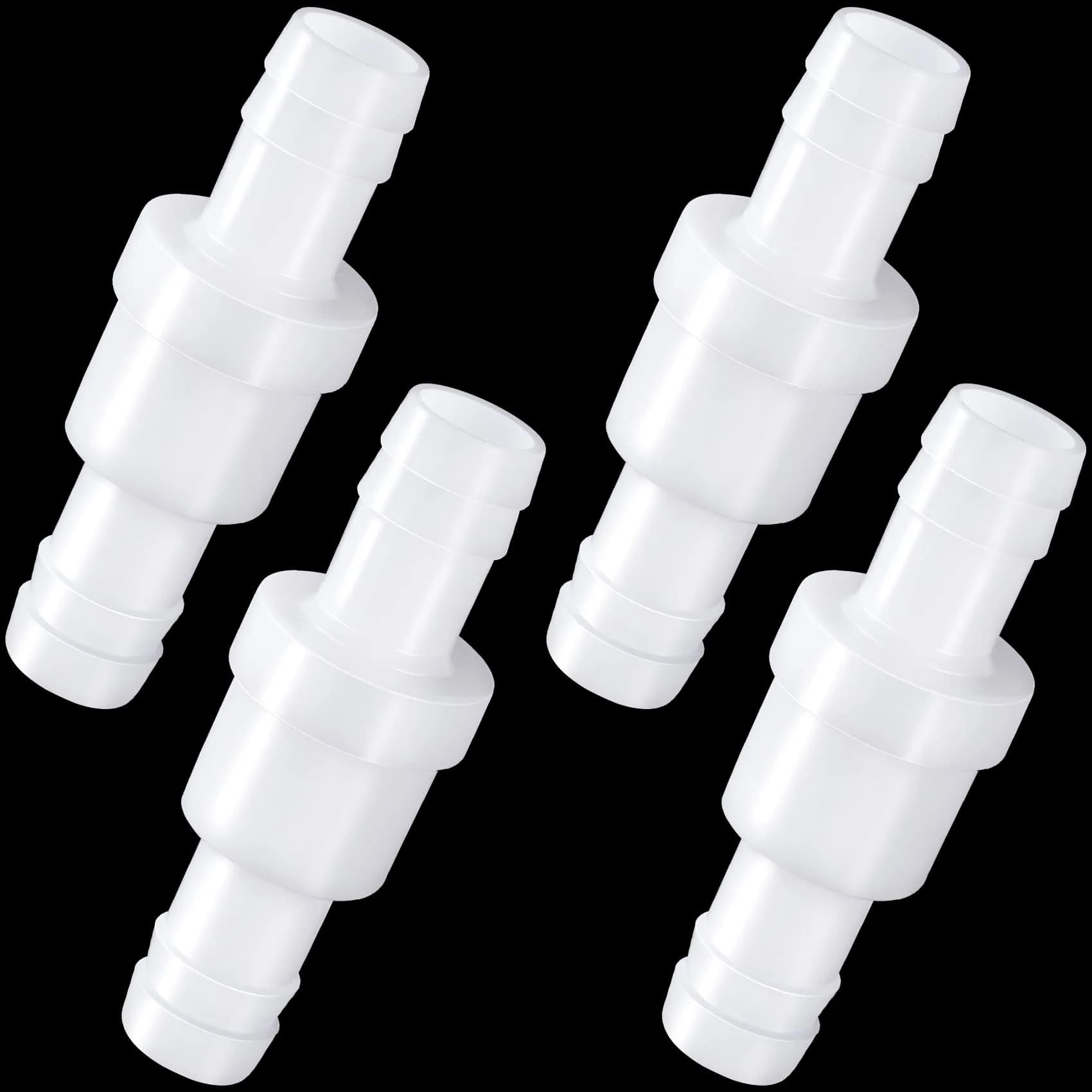 PAGOW 8mm PVDF One-Way Check Valve 4-Pack | Medical Grade Material for Fuel Gas Liquid Air — 4pcs 1/2"