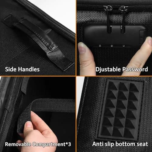 onvvippiv Large Vinyl Record Storage Box Fireproof Waterproof with Lock | 13" x 16.2" x 13" | Holds 150+ Records thumbnail 4