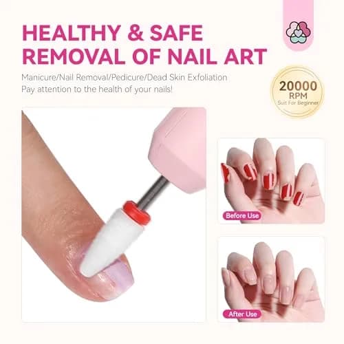SAVILAND Cordless Nail Drill Kit Pink 20000RPM | Ultra Low Noise & Low Heat thumbnail 7