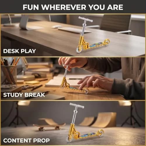 Galepromot Gold Mini Two Wheel Tiny Fingerboard Scooters | Finger Skateboards & Finger Bikes for Finger Training thumbnail 7