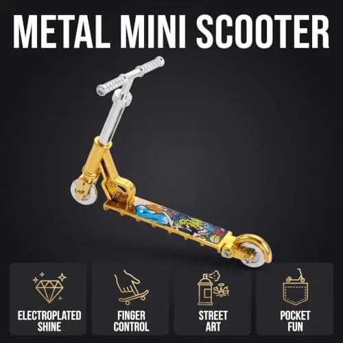 Galepromot Gold Mini Two Wheel Tiny Fingerboard Scooters | Finger Skateboards & Finger Bikes for Finger Training thumbnail 8