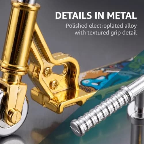 Galepromot Gold Mini Two Wheel Tiny Fingerboard Scooters | Finger Skateboards & Finger Bikes for Finger Training thumbnail 5