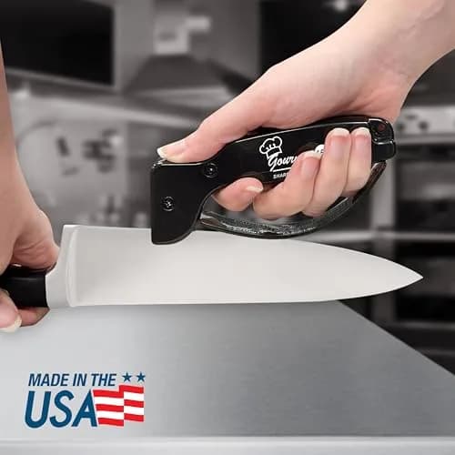 AccuSharp Gourmet Series 15 Degree Knife Sharpener with Diamond-Honed Tungsten Carbide Blades, Black | Hones Serrated & Straight-Edge Knives thumbnail 5