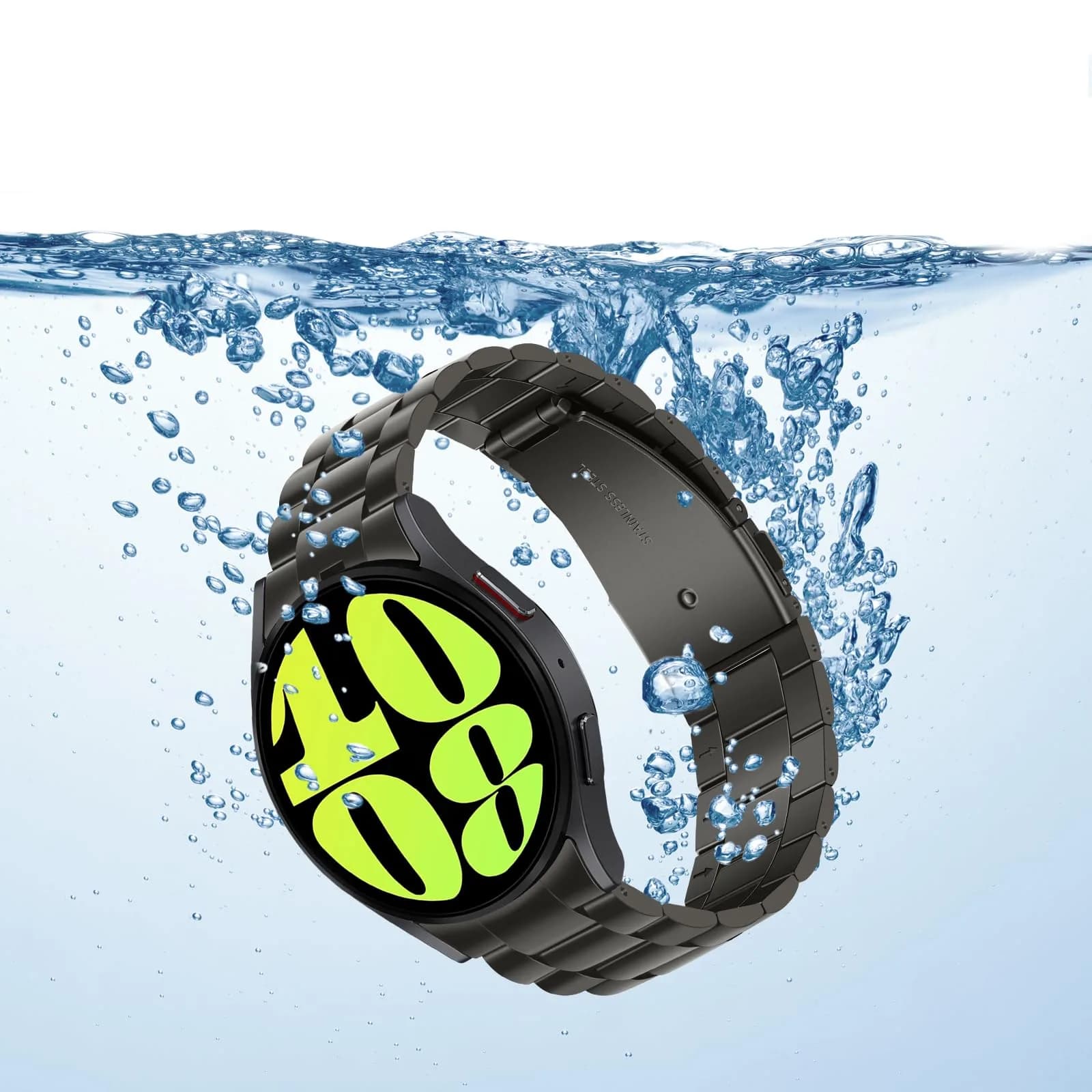 Anlinser No Gap Metal Band Compatible with Samsung Galaxy Watch 7/6/5/4/FE 40mm 44mm Graphite | Stainless Steel Strap - view 4