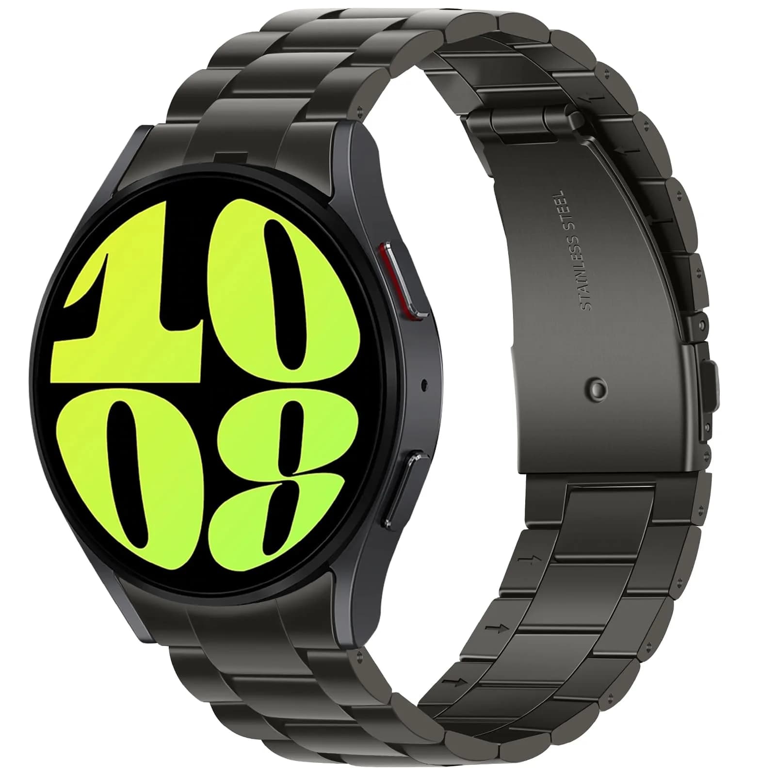 Anlinser No Gap Metal Band Compatible with Samsung Galaxy Watch 7/6/5/4/FE 40mm 44mm Graphite | Stainless Steel Strap - main product image