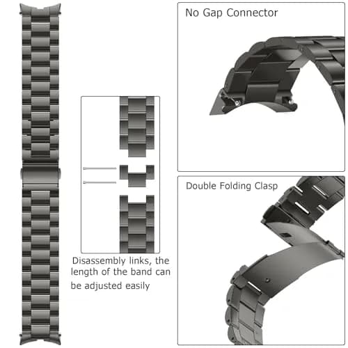 Anlinser No Gap Metal Band Compatible with Samsung Galaxy Watch 7/6/5/4/FE 40mm 44mm Graphite | Stainless Steel Strap thumbnail 3
