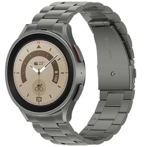 Anlinser Titanium Metal Watch Band for Samsung Galaxy Watch 7/6/5/4/FE 40mm 44mm | Adjustable Stainless Steel Strap — Gray Titanium