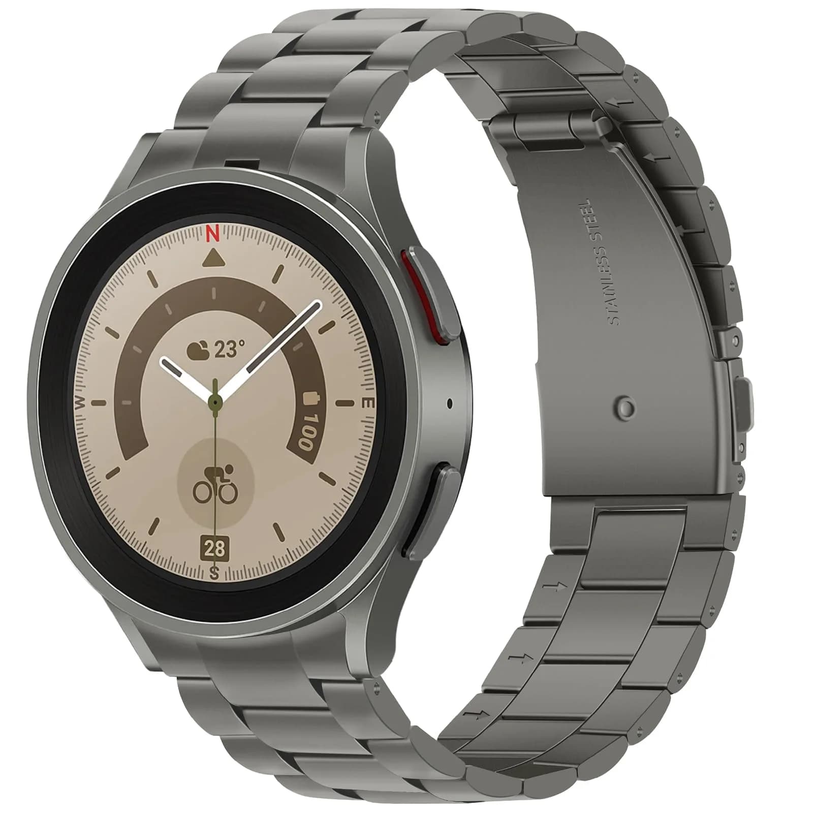 Anlinser Titanium Metal Watch Band for Samsung Galaxy Watch 7/6/5/4/FE 40mm 44mm | Adjustable Stainless Steel Strap - main product image