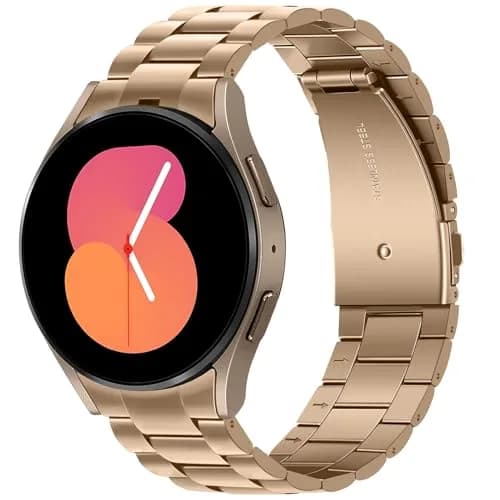 Anlinser No Gap Metal Watch Band Compatible with Samsung Galaxy Watch 7/6/5/4/FE 40mm 44mm | Rose Gold Stainless Steel Strap thumbnail 1