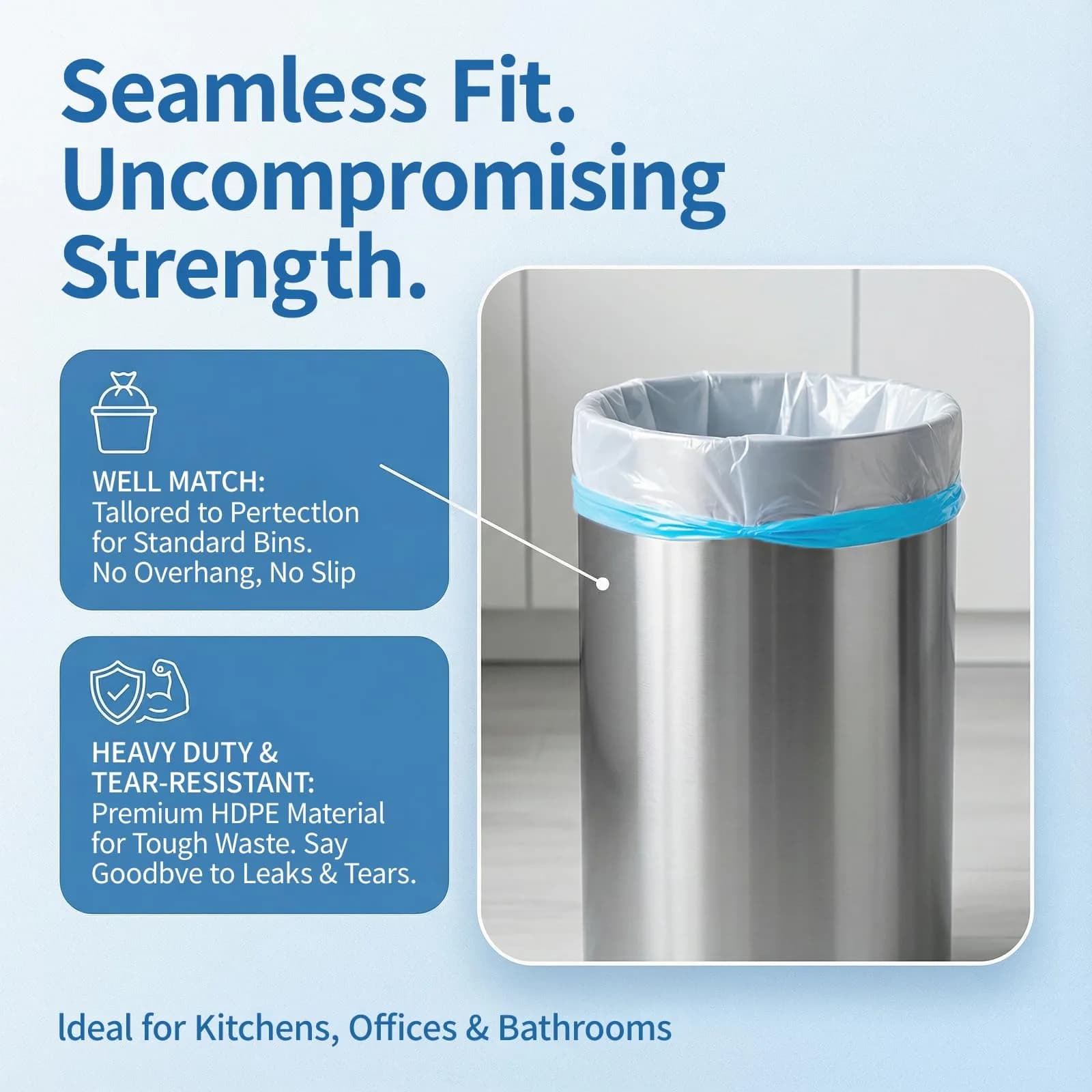 T.FORING 3 Gallon Drawstring Trash Bags, 120 Count White Unscented | Value Pack for Bathrooms & Offices - view 5