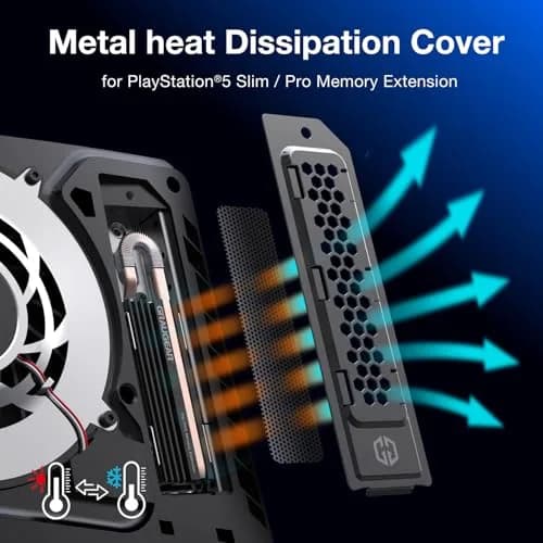 GRAUGEAR Black Metal Heat Dissipation Cover for PS5 Pro/Slim M.2 SSD Expansion Slot | Cooling and Dust Proof (15g) thumbnail 4