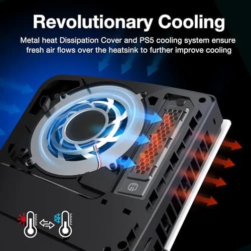 GRAUGEAR Black Metal Heat Dissipation Cover for PS5 Pro/Slim M.2 SSD Expansion Slot | Cooling and Dust Proof (15g) thumbnail 6