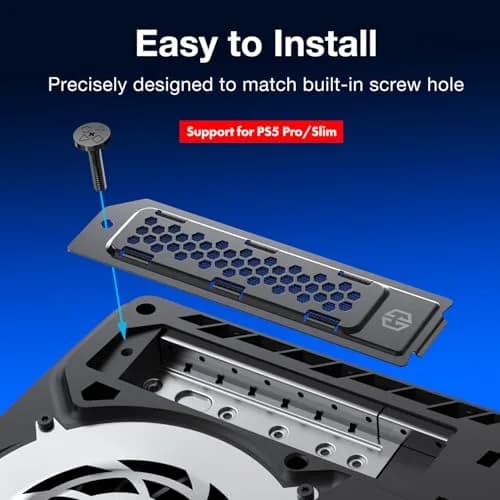 GRAUGEAR Black Metal Heat Dissipation Cover for PS5 Pro/Slim M.2 SSD Expansion Slot | Cooling and Dust Proof (15g) thumbnail 8