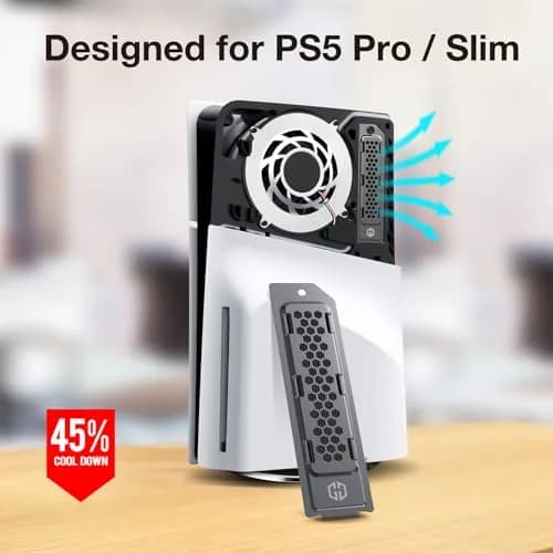 GRAUGEAR Black Metal Heat Dissipation Cover for PS5 Pro/Slim M.2 SSD Expansion Slot | Cooling and Dust Proof (15g) thumbnail 2