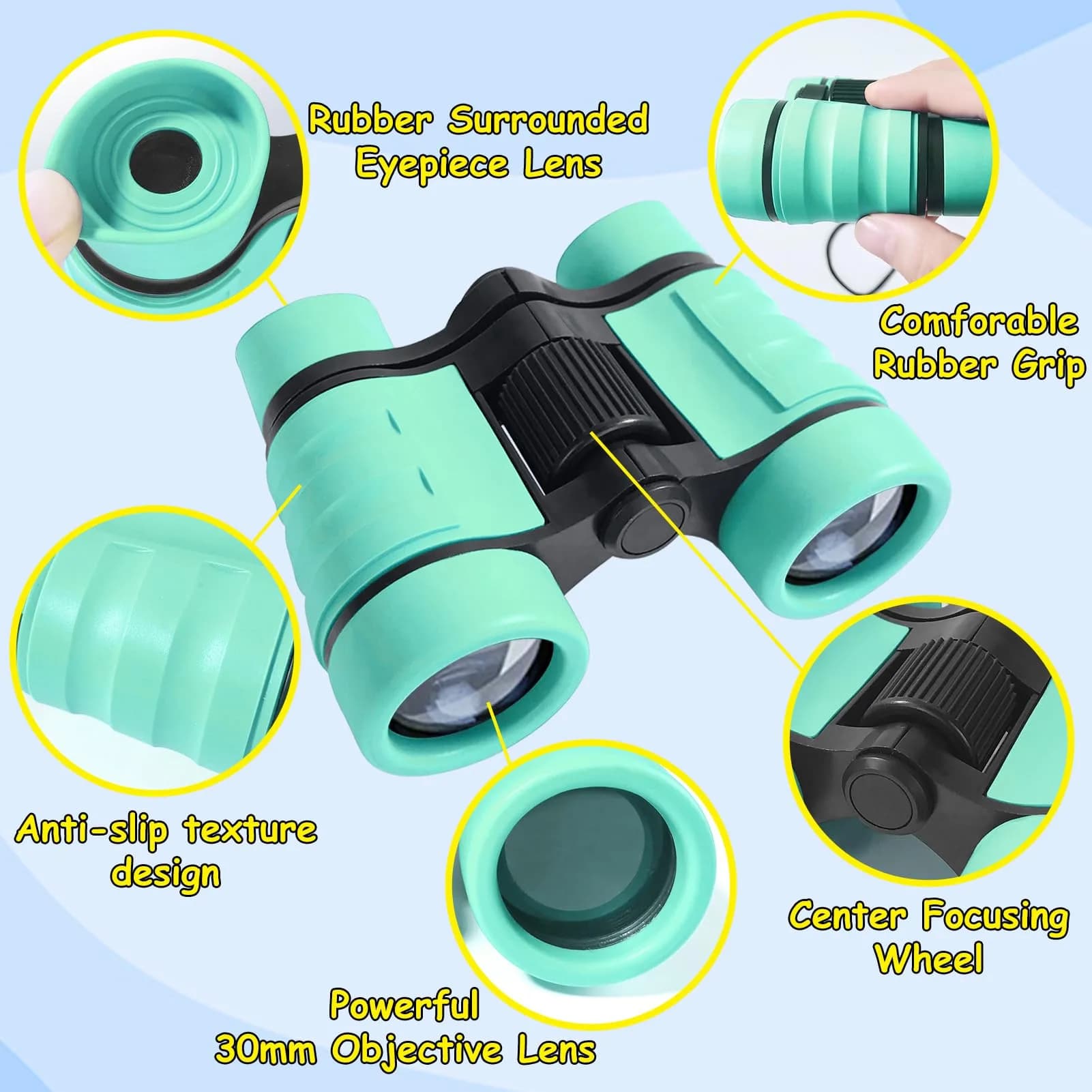ESSENSON Kids Binoculars Mint Green 4x30mm | Shockproof Outdoor Toy for Ages 3-12 - view 2