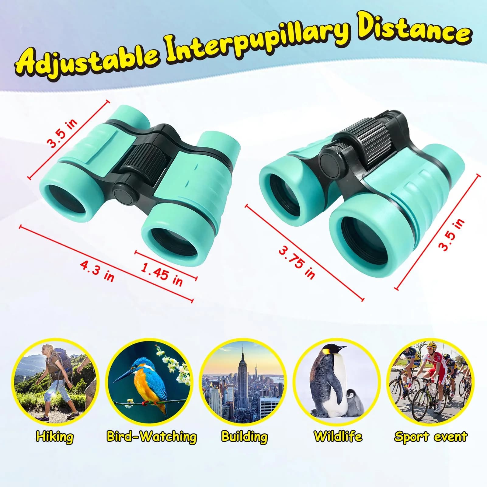 ESSENSON Kids Binoculars Mint Green 4x30mm | Shockproof Outdoor Toy for Ages 3-12 - view 3