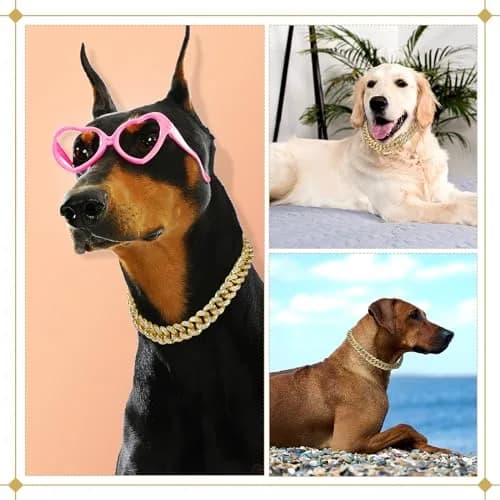LEIFIDE Cuban Link Dog Collar Chain 12mm 24 Inch Gold AB | Stylish Pet Accessory thumbnail 4