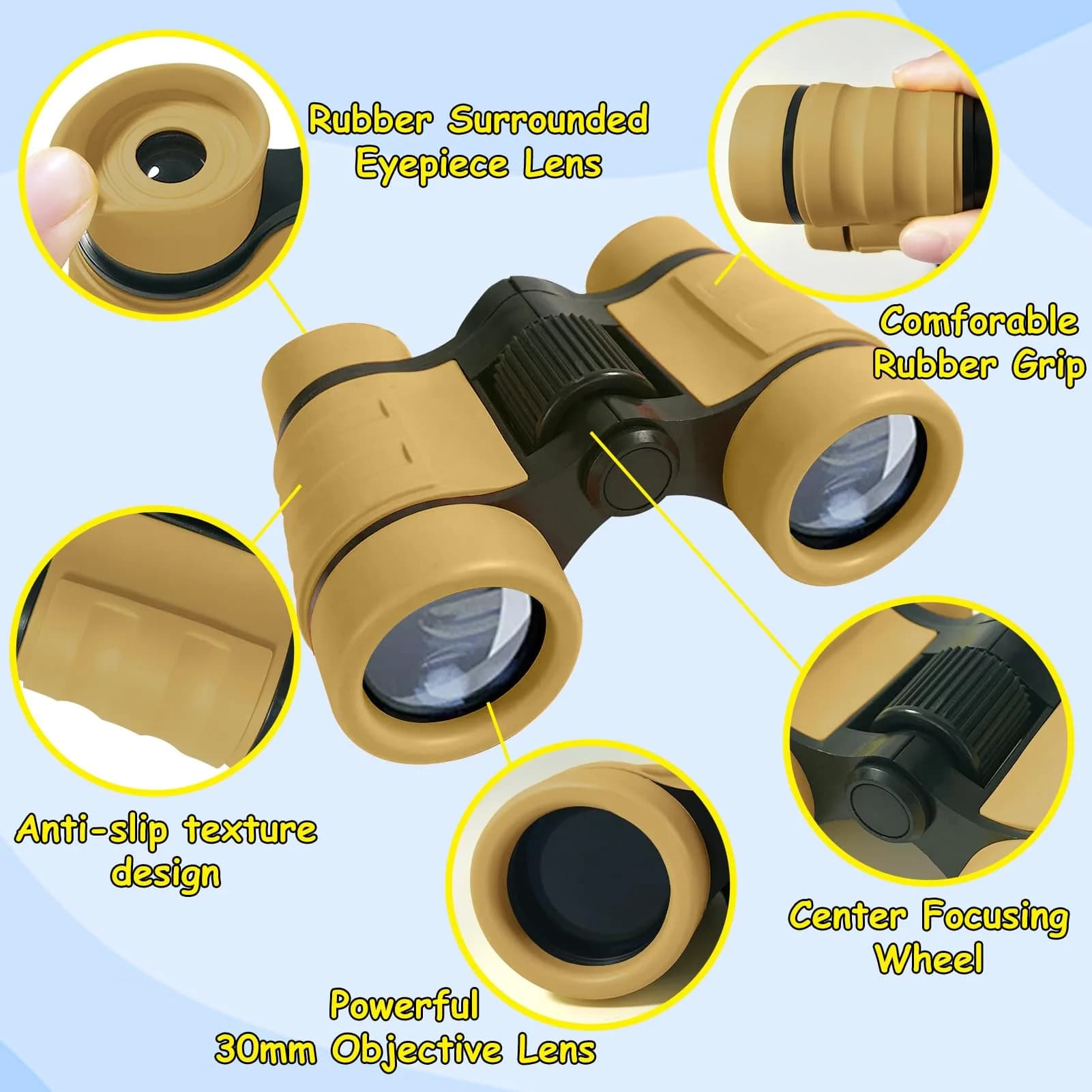 ESSENSON Kids Binoculars Desert 4x30mm (150g) | Shockproof Outdoor Toy for Ages 3-12 - view 2