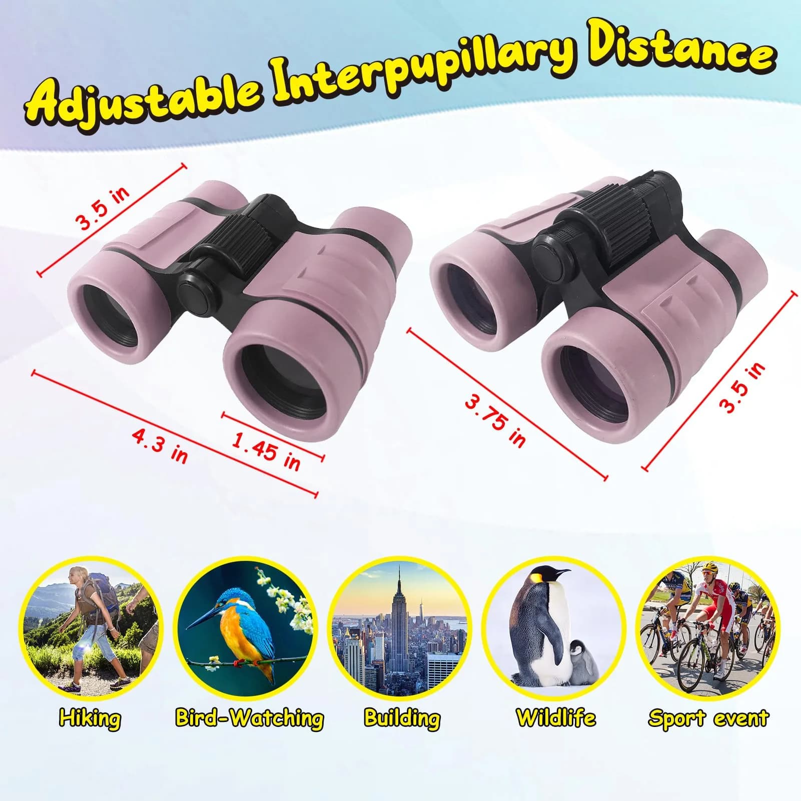 ESSENSON Kids Binoculars 4x30mm Ice Rose | Shockproof Outdoor Toy for Ages 3-12 - view 3