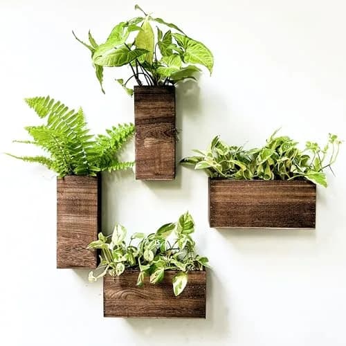 LáLáGreen Wooden Wall Planters (4 Pack) Hanging Wood Planter Box for Plants thumbnail 1