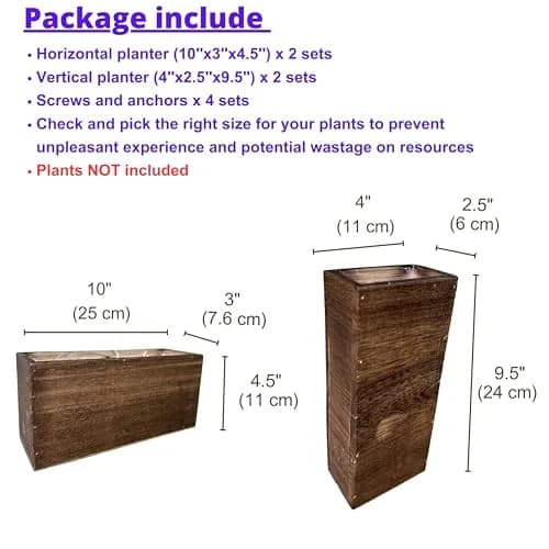LáLáGreen Wooden Wall Planters (4 Pack) Hanging Wood Planter Box for Plants thumbnail 2