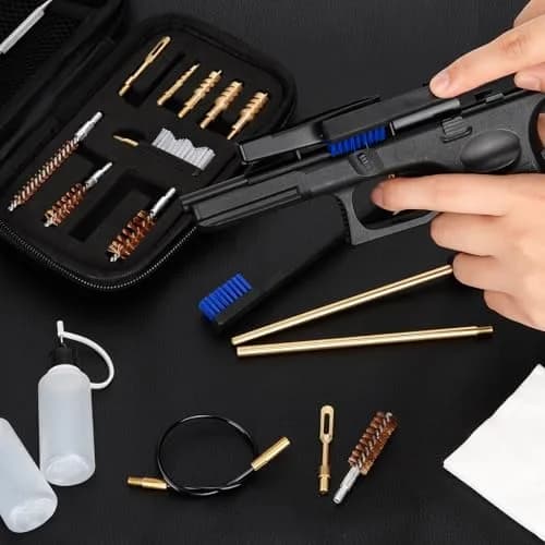BOOSTEADY Universal Handgun Cleaning Kit .22-.45 Caliber | 16-Piece Brass & Steel Tool Set thumbnail 6