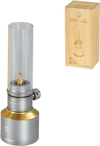 Campingmoon Gas Candle Lantern 15g | Real Flame, Refillable Tank, Wooden Case thumbnail 1