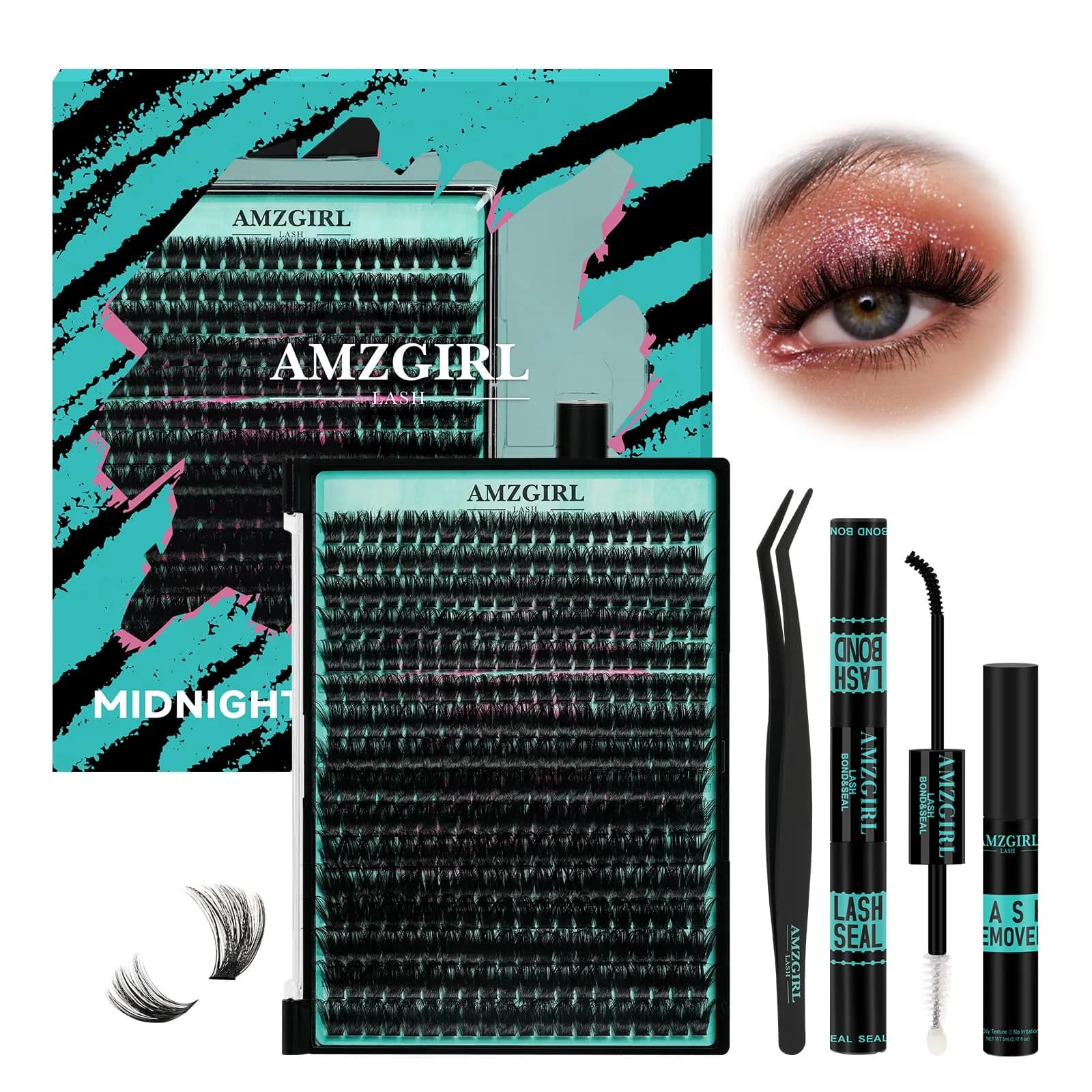 AMZGIRL Fluffy Lash Clusters Kit, D Curl Lash Clusters | 320 Pcs, 10-16mm, Reusable, Easy DIY
