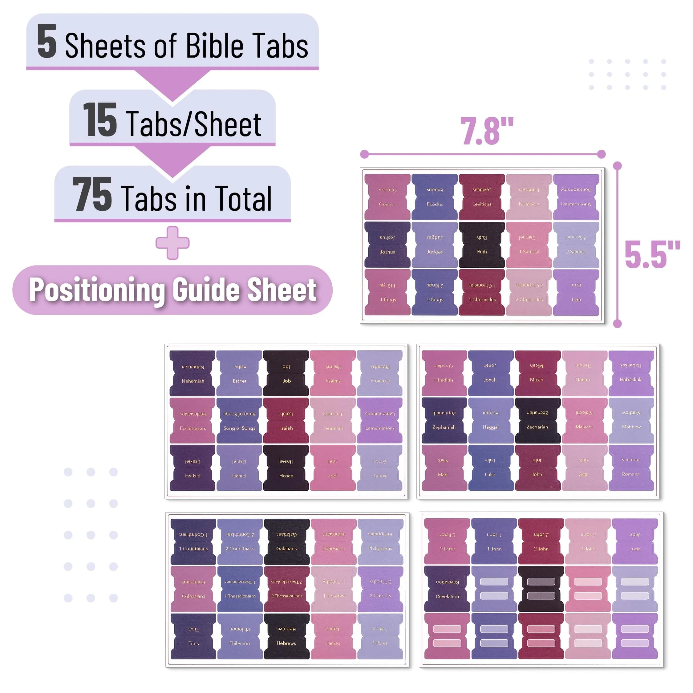 Mr. Pen Berry Bloom Bible Tabs, 75 Tabs, Gold Foil Embossed Lettering, Laminated Bible Tabs for Study Bible Index Tabs (75 Tabs) - view 2