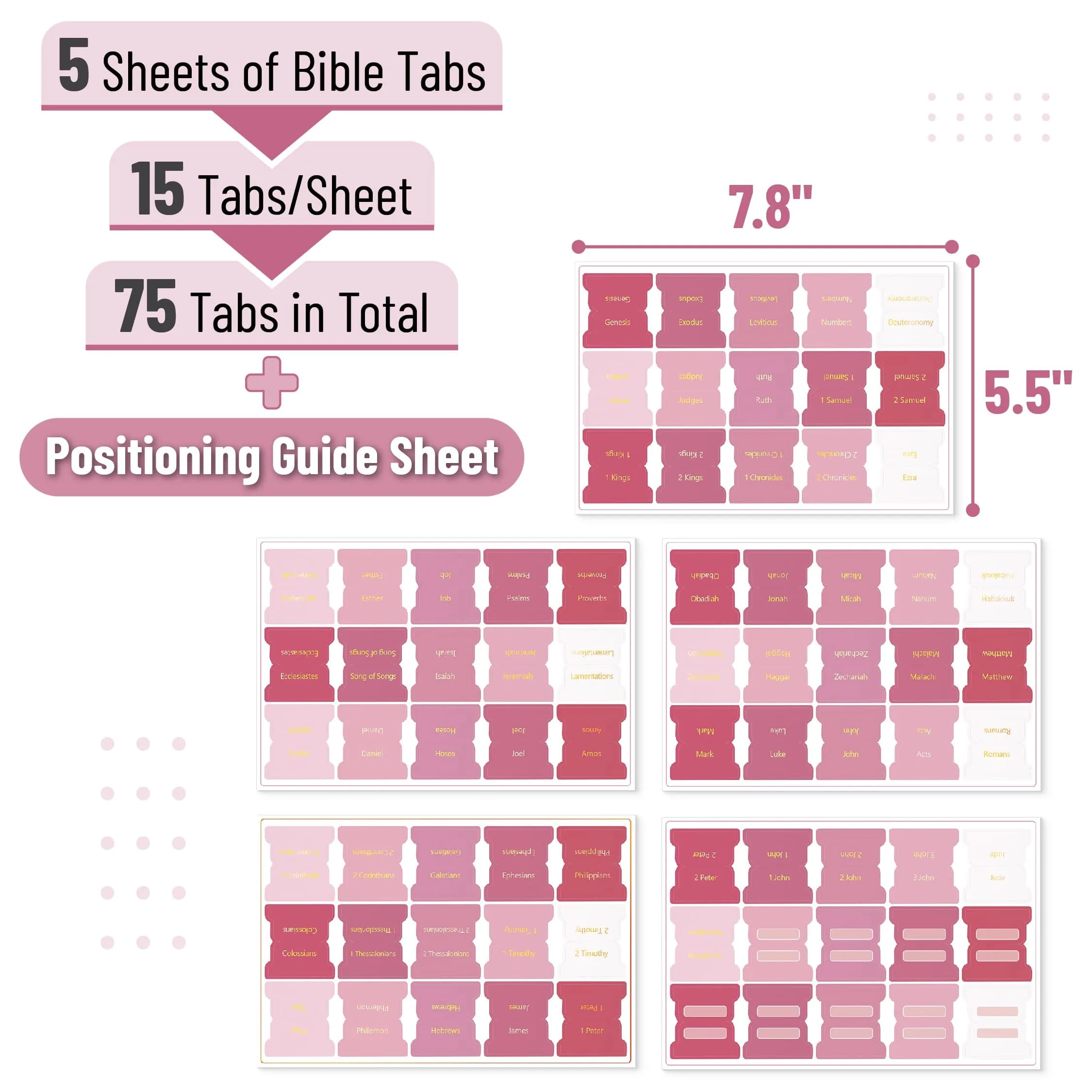 Mr. Pen Pink Plum Orchard Bible Tabs (75 Tabs) | Gold Foil Embossed Lettering for Organized Study - view 2
