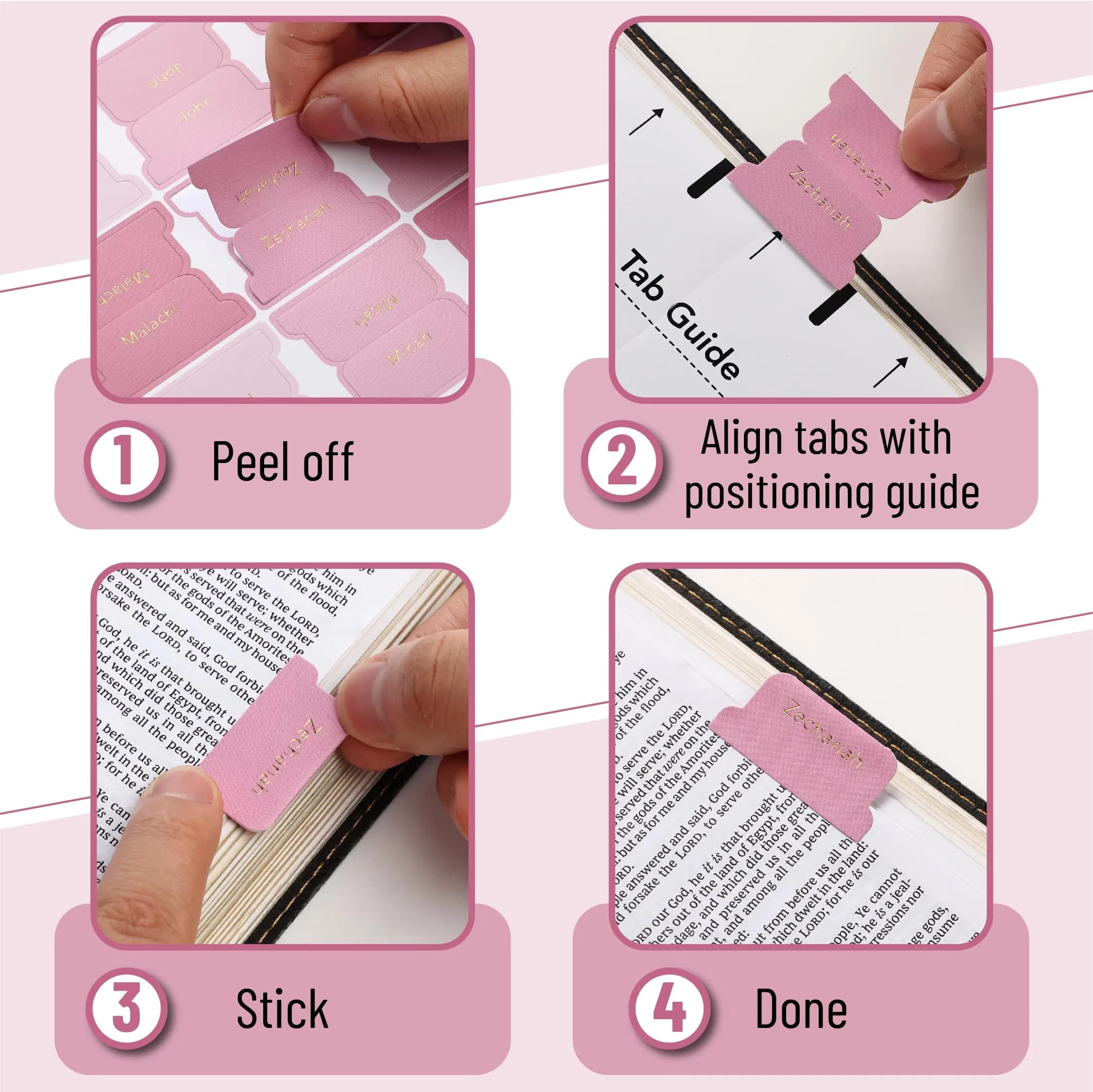 Mr. Pen Pink Plum Orchard Bible Tabs (75 Tabs) | Gold Foil Embossed Lettering for Organized Study - view 4