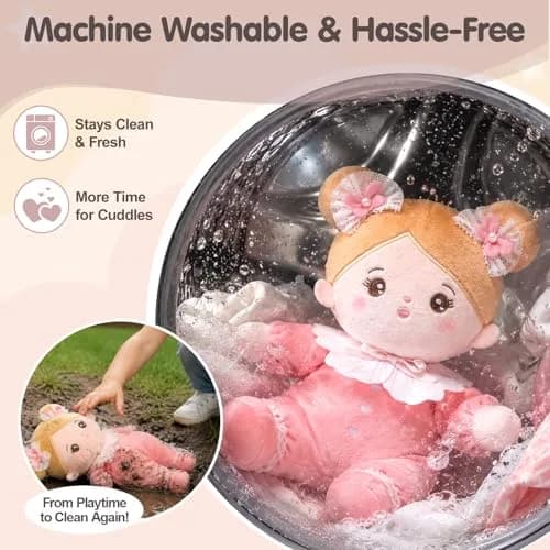 OUOZZZ Soft Plush Baby Doll 10" (25.4 cm) Snuggle Buddy Pink Bow | CPC Certified & CPSIA Tested thumbnail 8