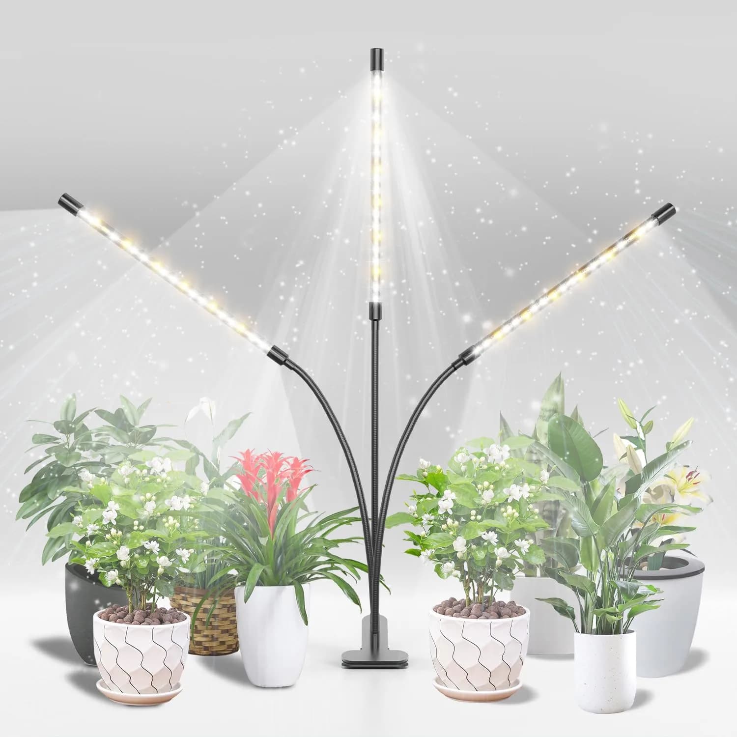 bseah Yellow & White 3-Tube Grow Light for Indoor Plants with Timer & Dimmer - main product image