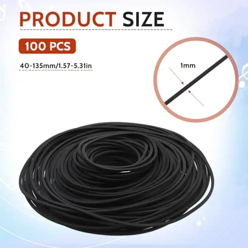 Sliverdew 100 Pcs Cassette Rubber Belts 40-135mm (1.57-5.31 inches) | For DVD CD LD VCR Repeater Drives thumbnail 2