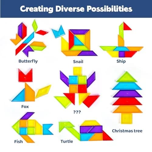 Pairez Toys Transparent Pattern Blocks | Geometric Shapes for Light Tables & Math Learning thumbnail 6