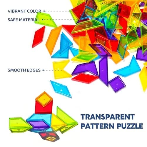 Pairez Toys Transparent Pattern Blocks | Geometric Shapes for Light Tables & Math Learning thumbnail 3
