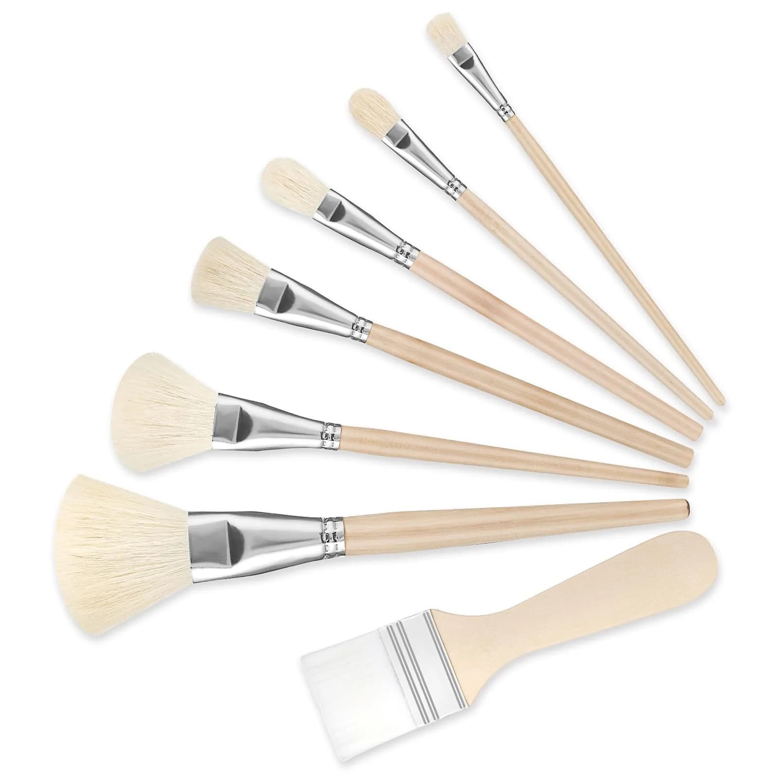 Jeffdad 7Pcs Mop Brush Set for Acrylic Painting | Goat Hair Blending Brushes for Watercolor, Oil, Wall Art - main product image