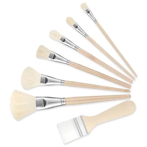 Jeffdad 7Pcs Mop Brush Set for Acrylic Painting | Goat Hair Blending Brushes for Watercolor, Oil, Wall Art thumbnail 1
