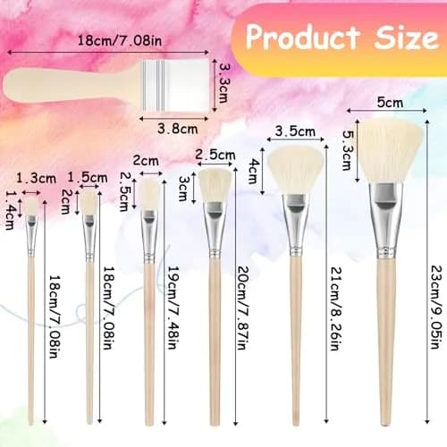 Jeffdad 7Pcs Mop Brush Set for Acrylic Painting | Goat Hair Blending Brushes for Watercolor, Oil, Wall Art thumbnail 2