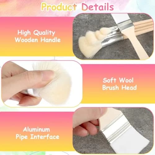 Jeffdad 7Pcs Mop Brush Set for Acrylic Painting | Goat Hair Blending Brushes for Watercolor, Oil, Wall Art thumbnail 3